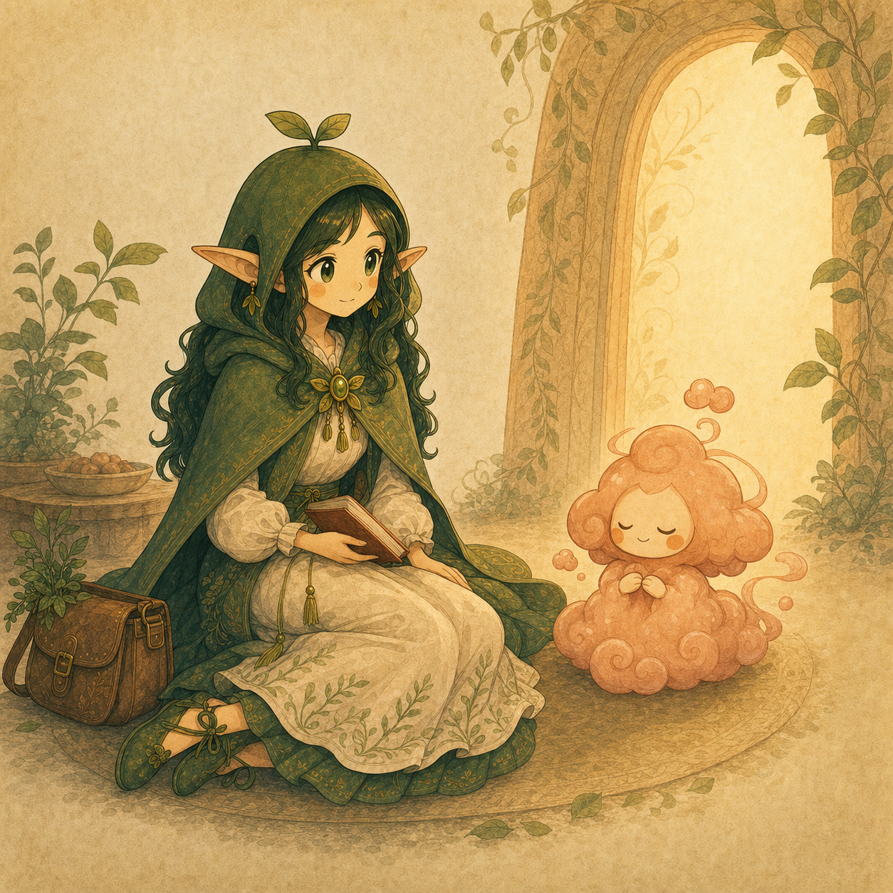 Nour and Sumi sit near a warm abstract support doorway, with no medical symbols or crisis imagery.